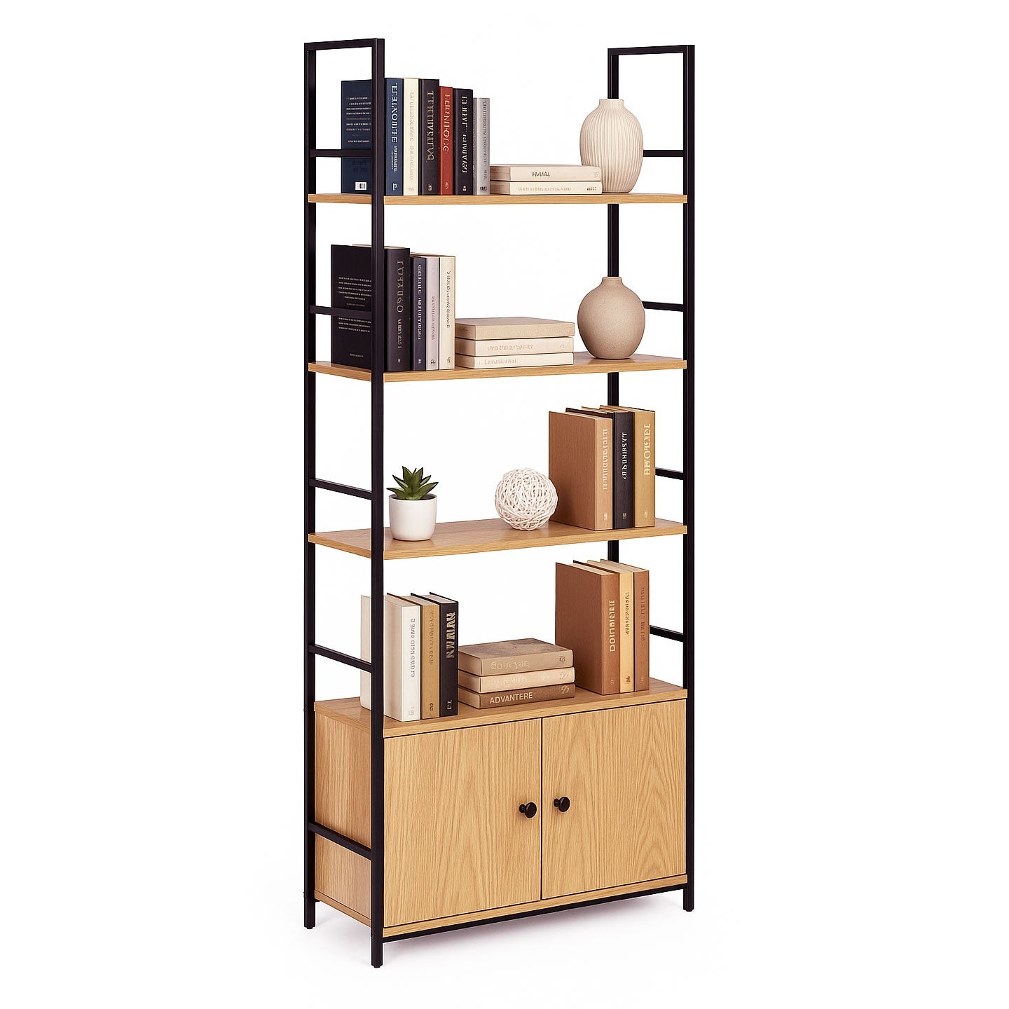 Industrial Loft Shelf with Cabinet and 4 Shelves ModernHome