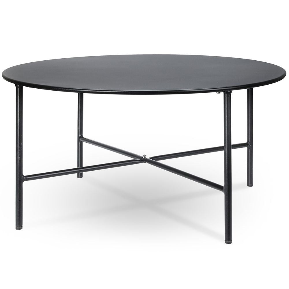 Industrial black metal coffee table, round 70 cm top
