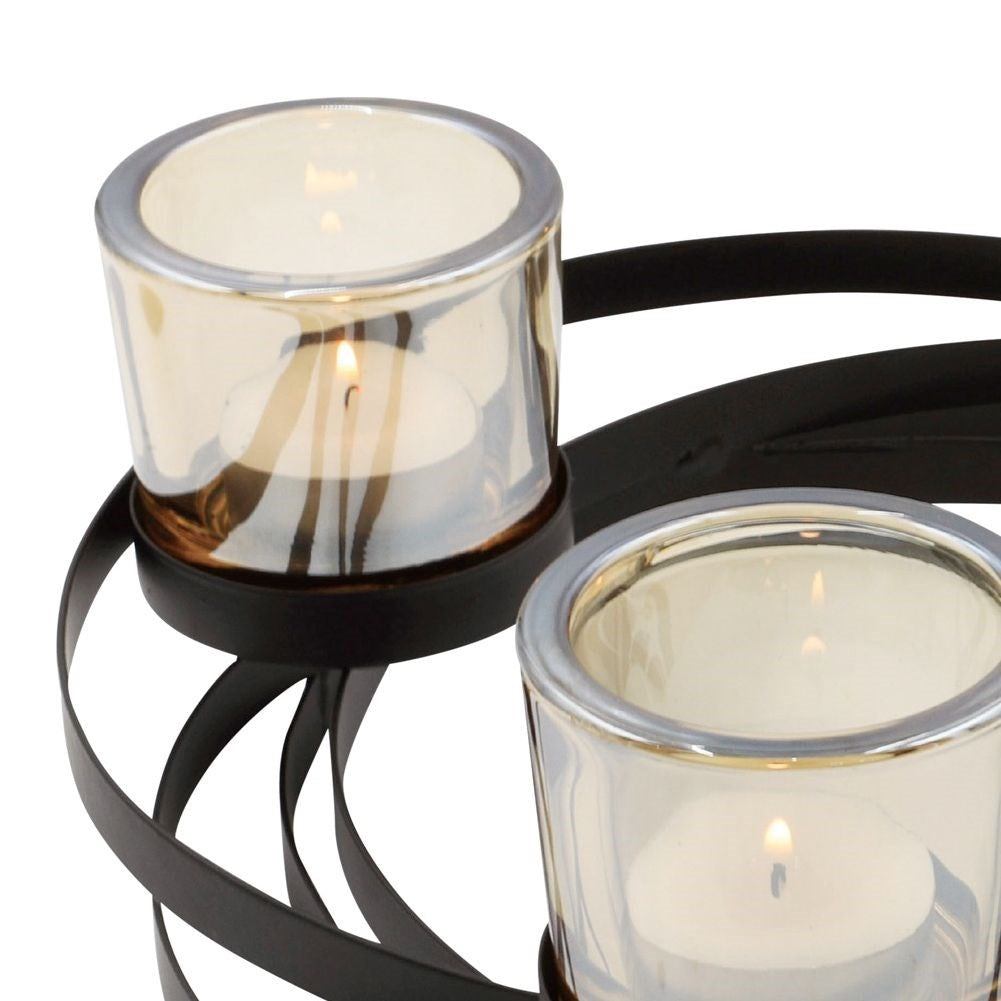 Industrial candle holder for tealights and candles, black metal