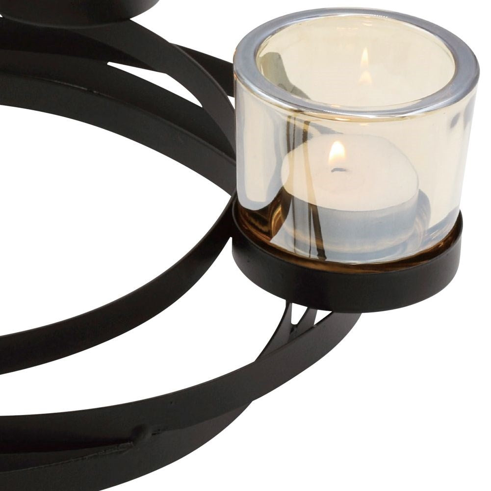 Industrial candle holder for tealights and candles, black metal
