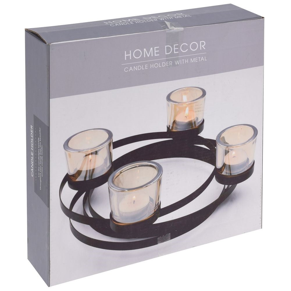Industrial candle holder for tealights and candles, black metal