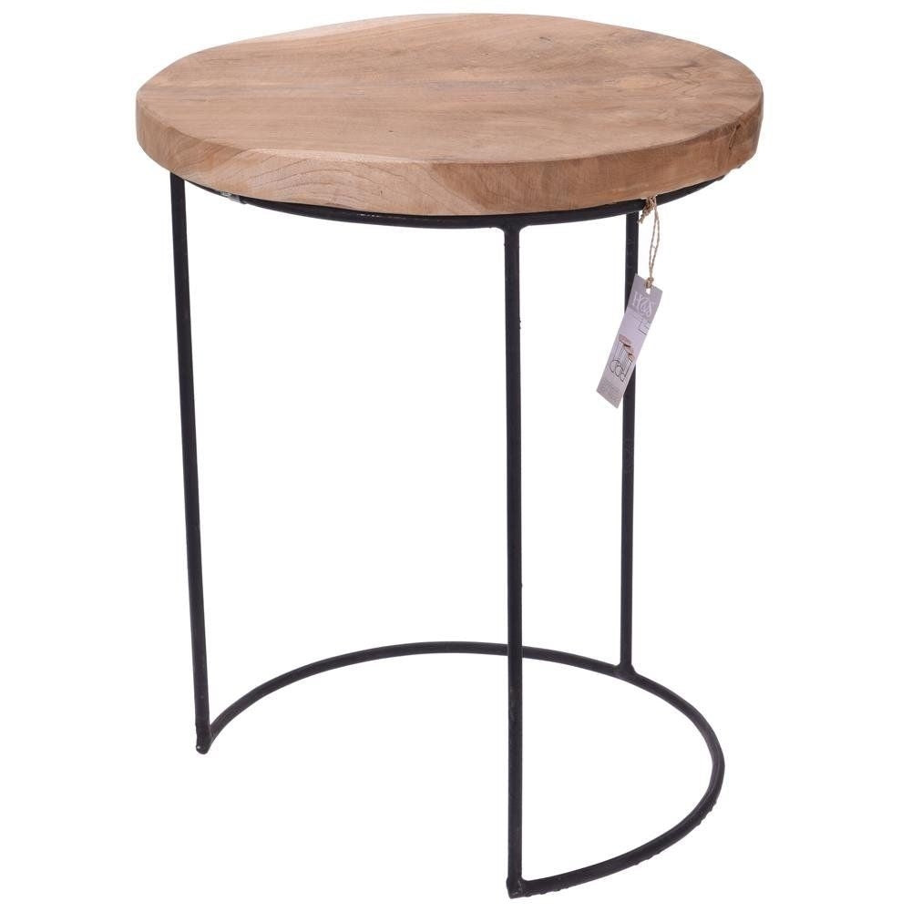 Industrial coffee tables in metal and teak, set of three