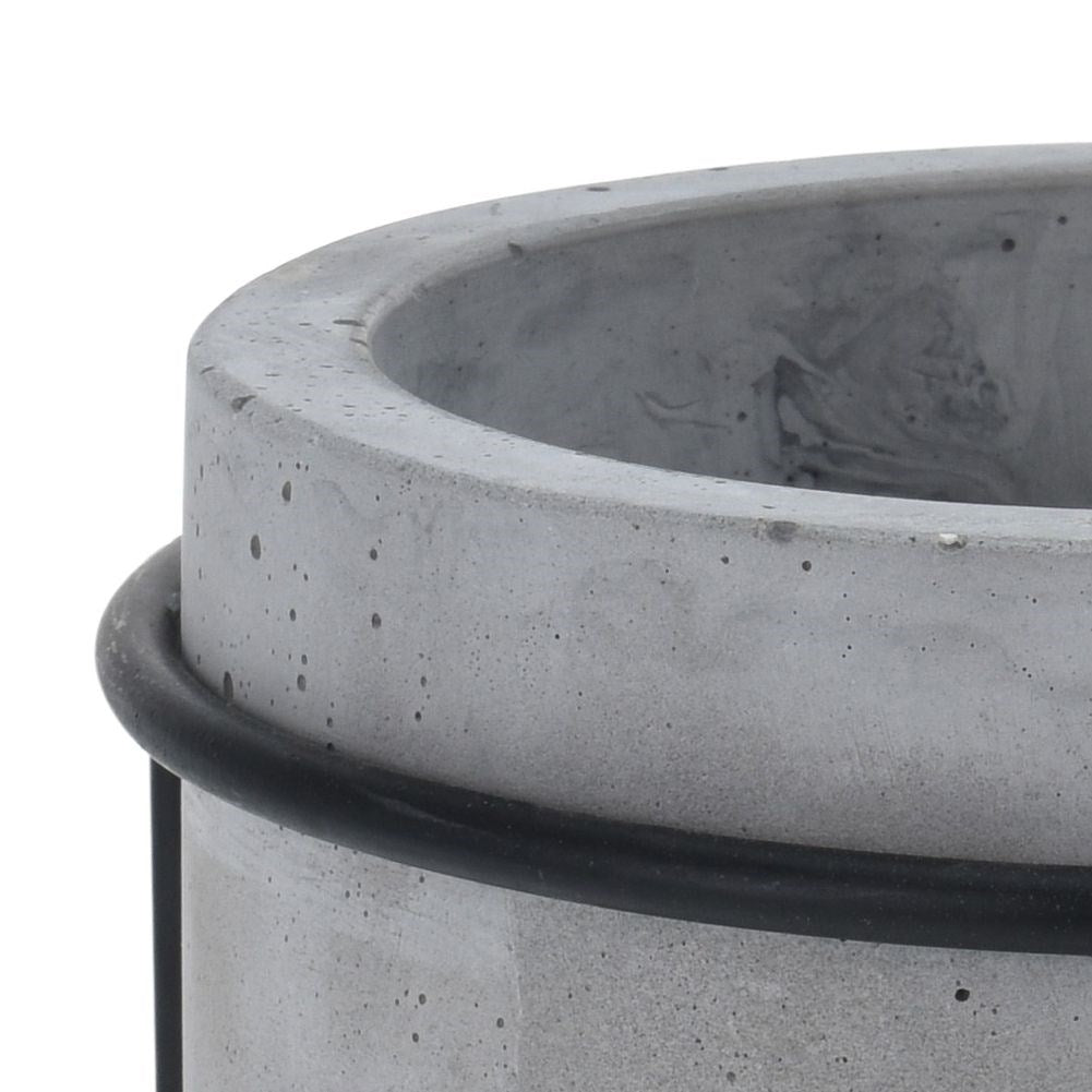Industrial concrete pot with black metal stand