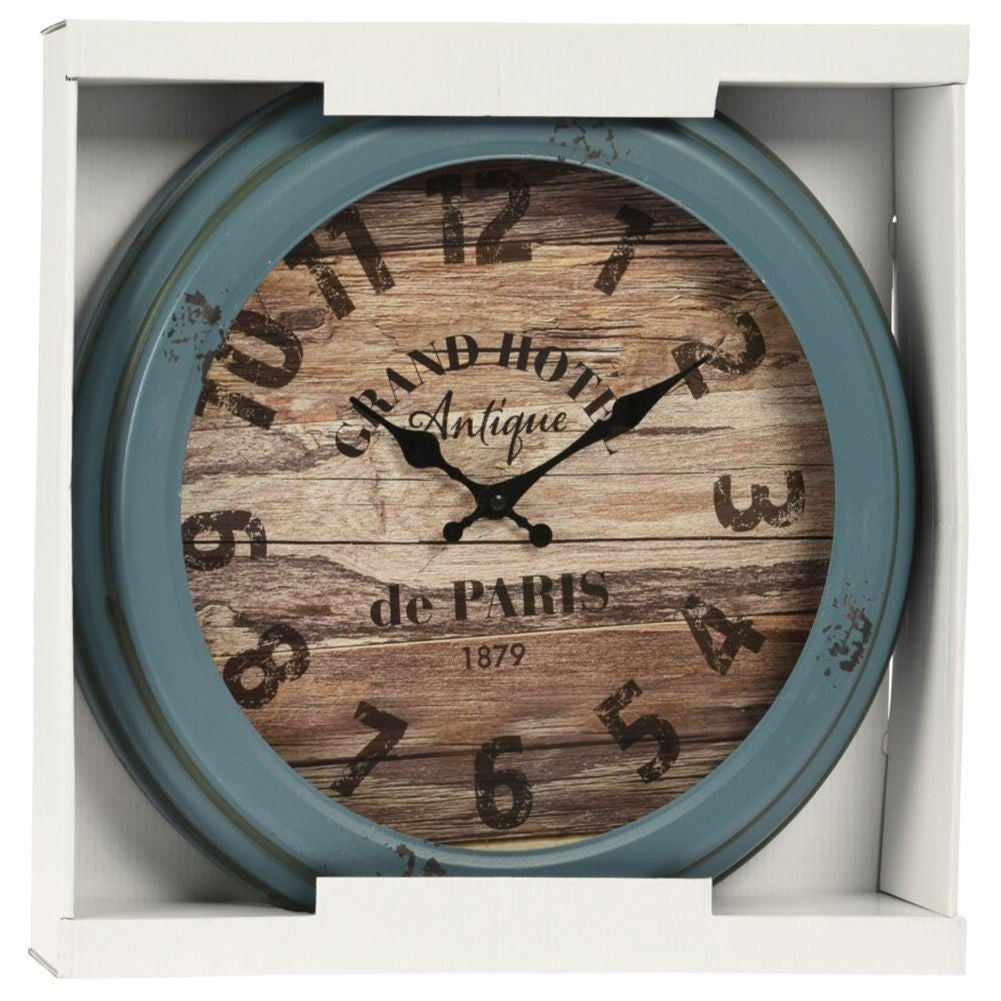 Industrial metal wall clock, 41 cm, antique blue frame