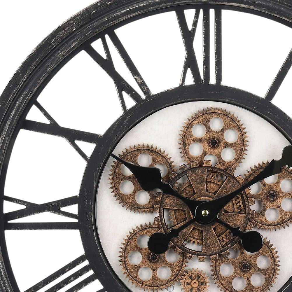 Industrial metal wall clock, 50 cm with moving discs