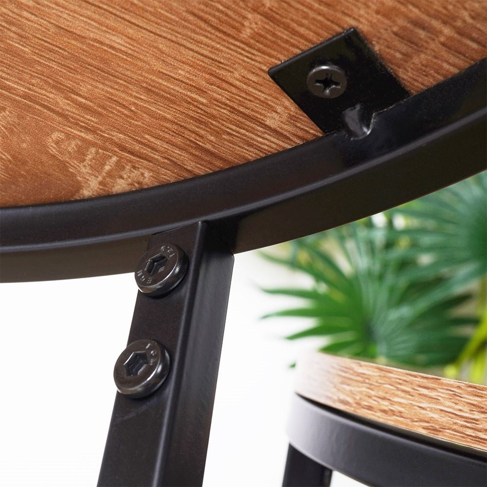 Industrial set: 2 tables in black metal and pine