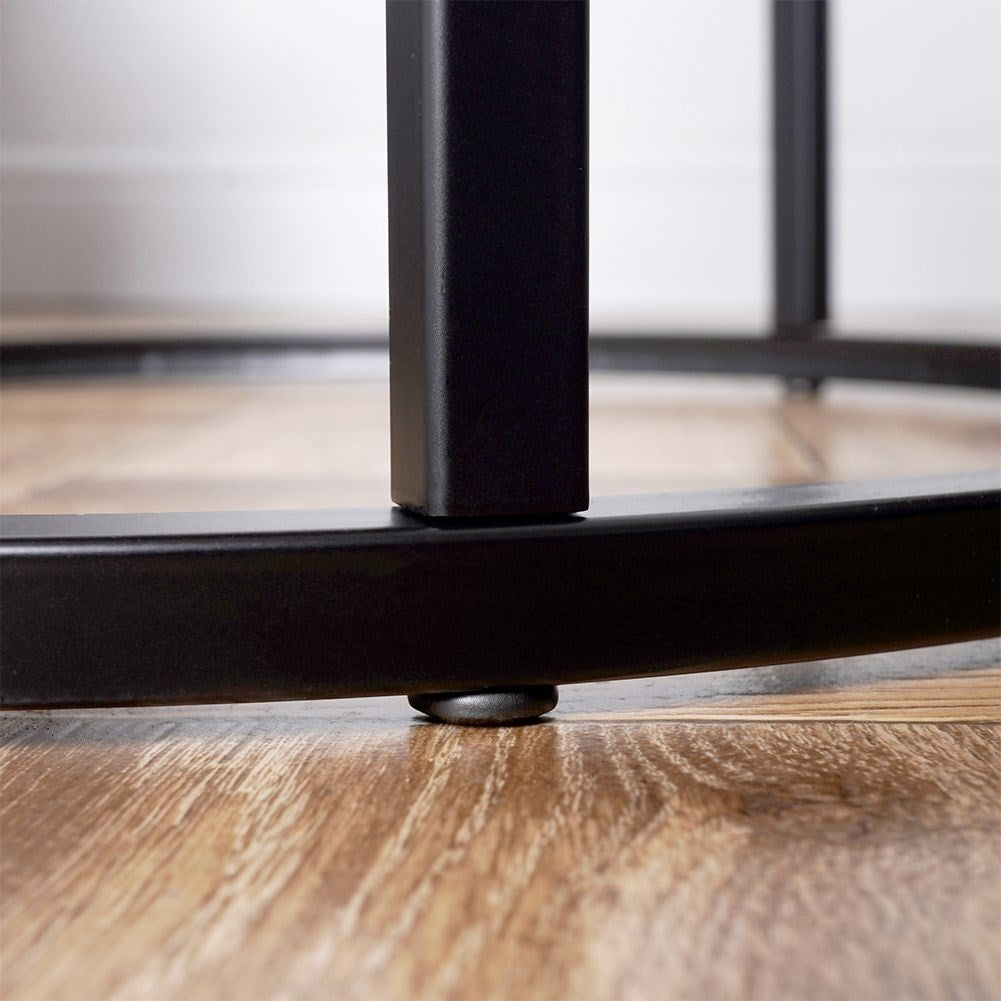 Industrial set: 2 tables in black metal and pine