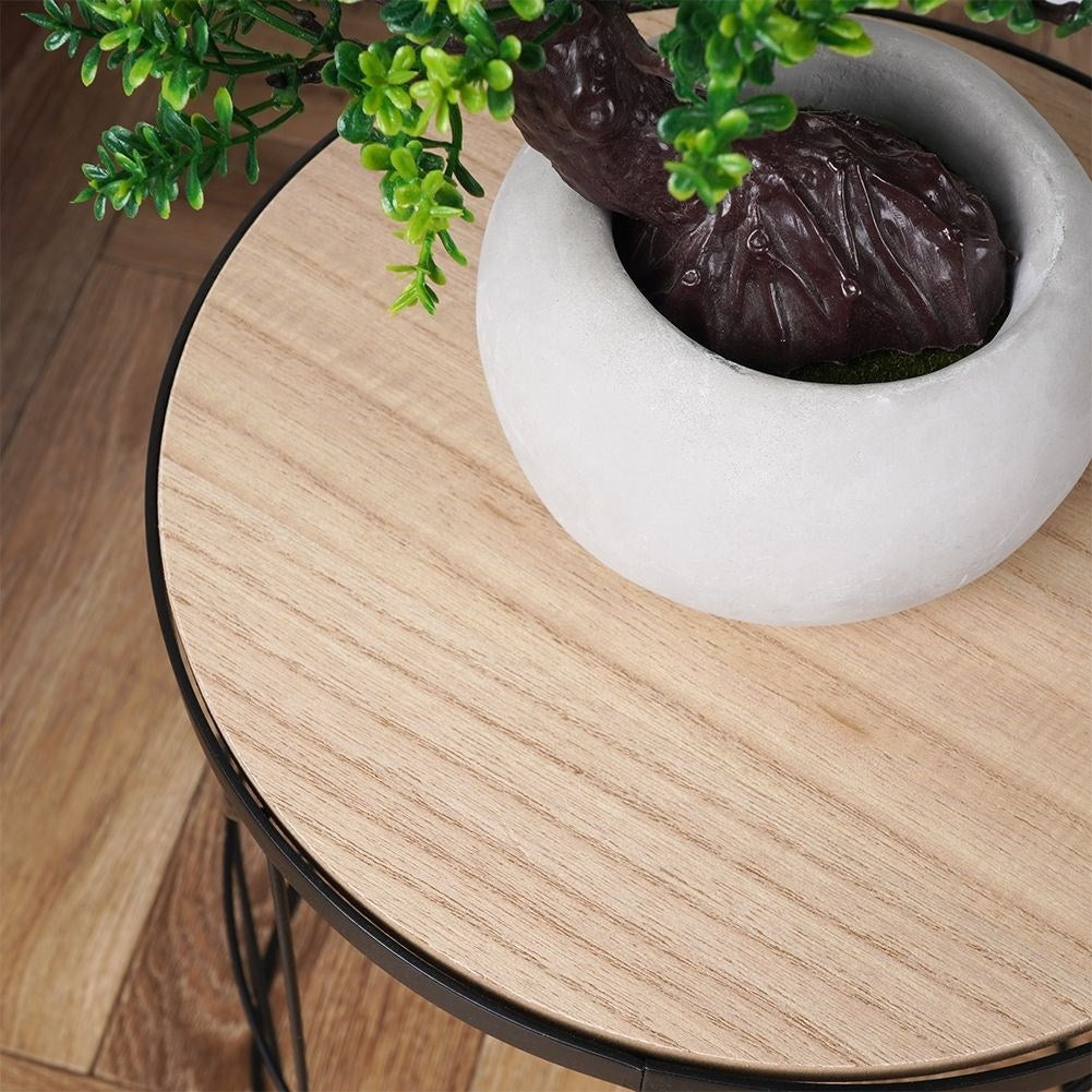 Industrial style coffee table in loft design with black metal base