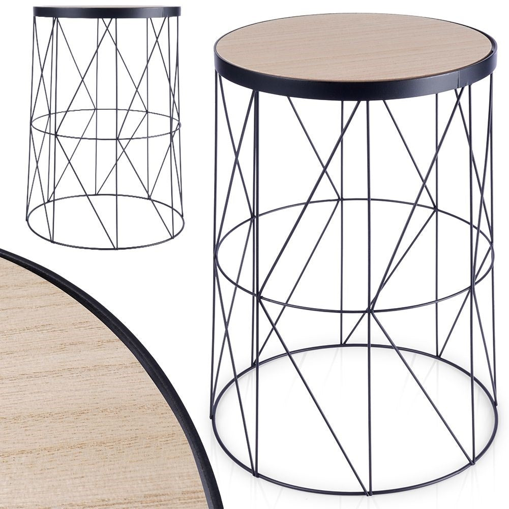 Industrial style coffee table in loft design with black metal base