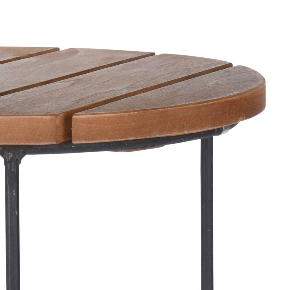 Industrial tables in metal and teak wood - Set of two