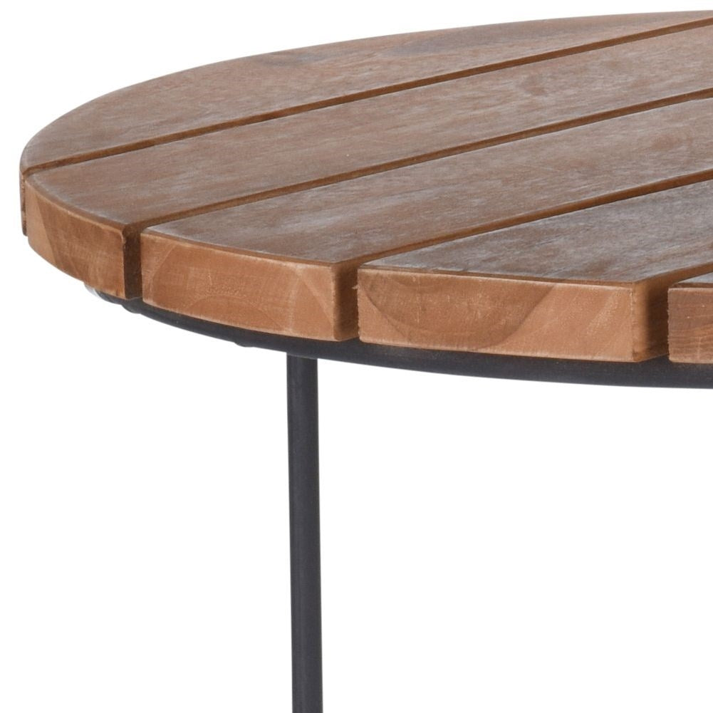 Industrial tables in metal and teak wood - Set of two