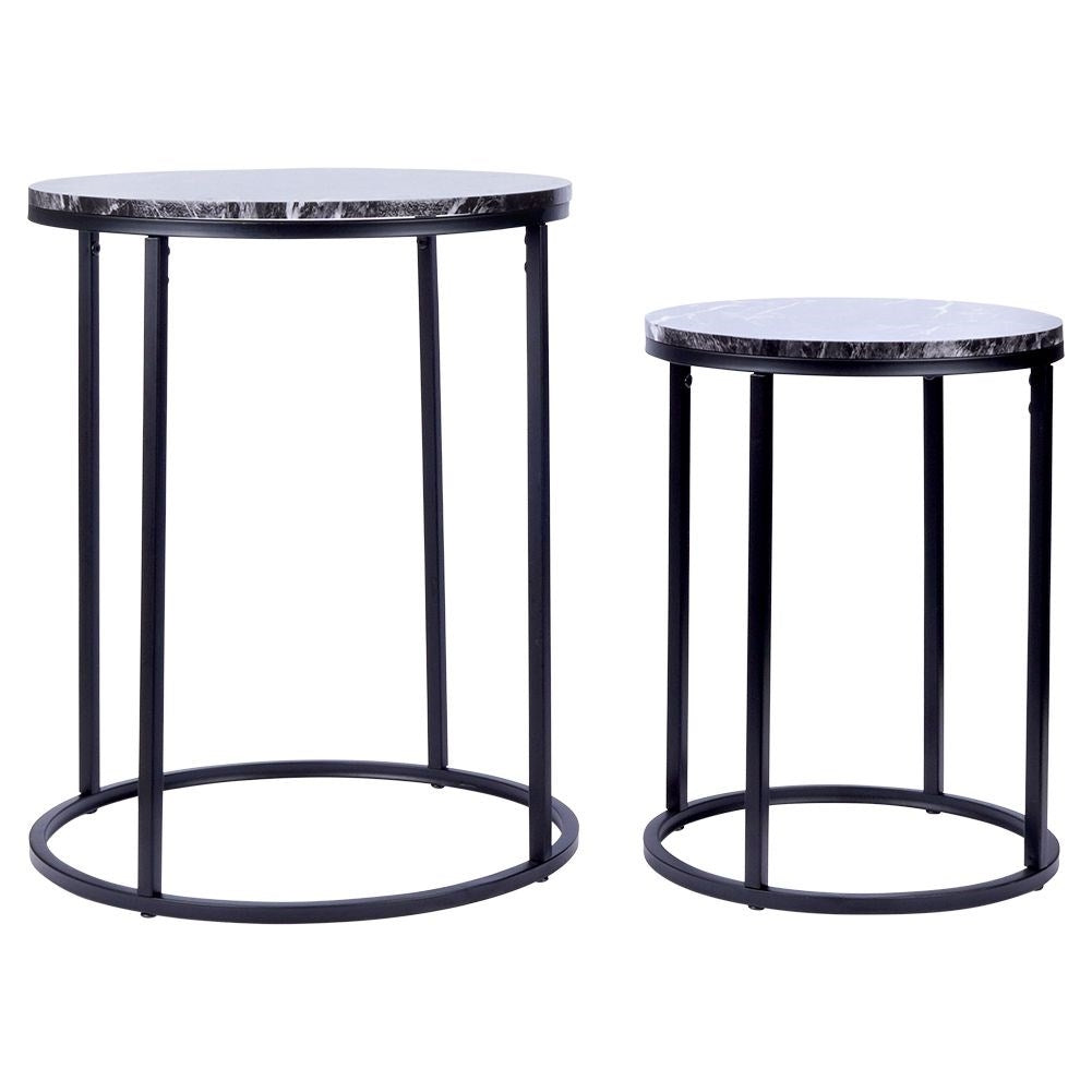 Industrial tables in metal with black marble top - 2 pcs