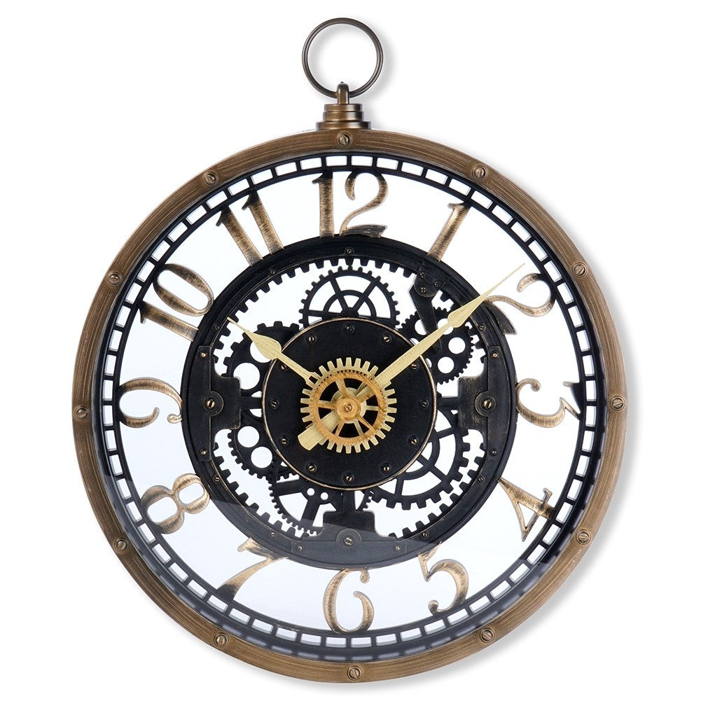 Industrial wall clock 26.5 cm with black gears