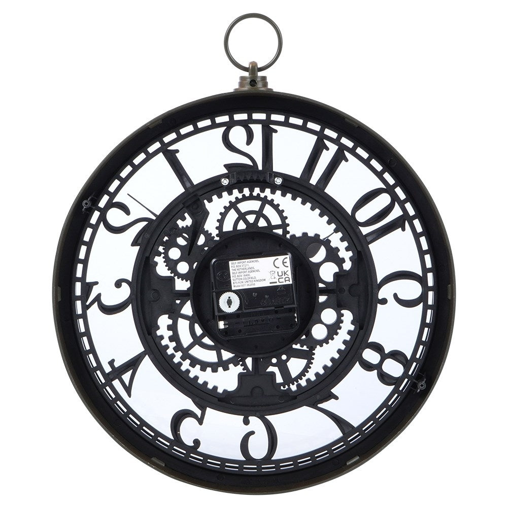 Industrial wall clock 26.5 cm with black gears