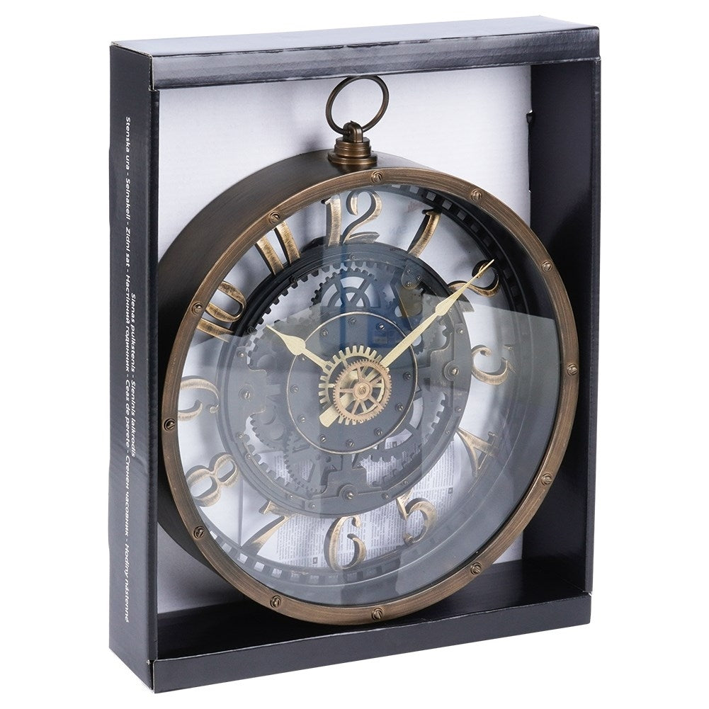 Industrial wall clock 26.5 cm with black gears
