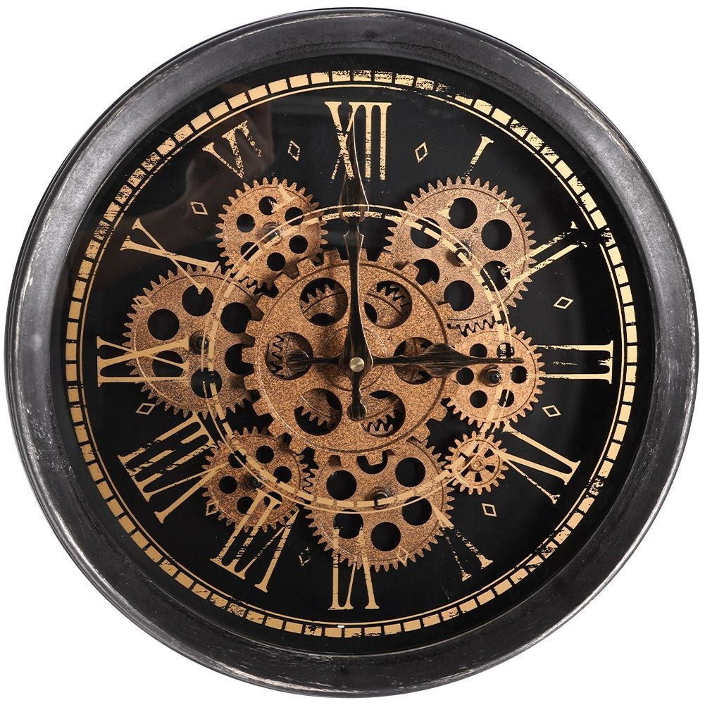 Industrial wall clock 35 cm with movable metal discs