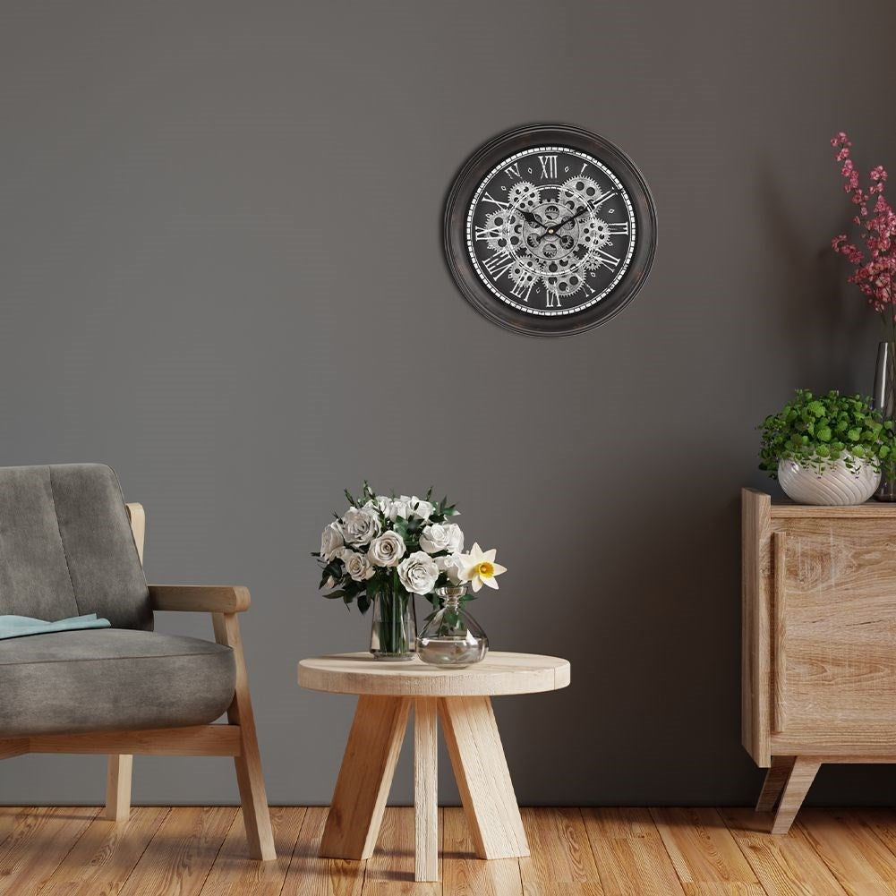 Industrial wall clock 35 cm with movable metal discs