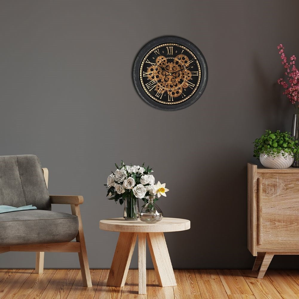 Industrial wall clock 35 cm with movable metal discs