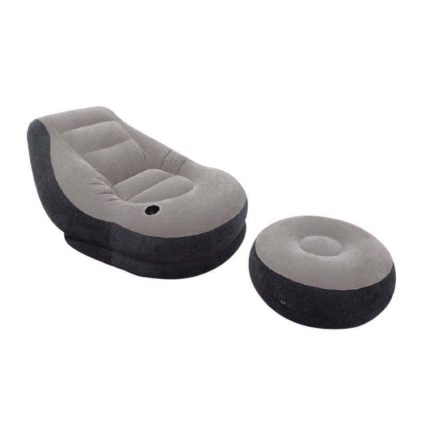 Inflatable Armchair with Footstool, Durable Vinyl