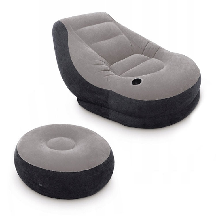 Inflatable Armchair with Footstool, Durable Vinyl