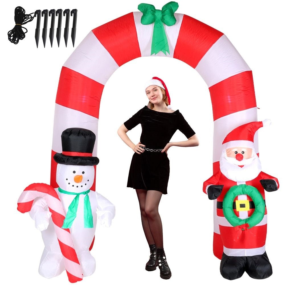 Inflatable Christmas Portal with Lighting, Santa & Snowman