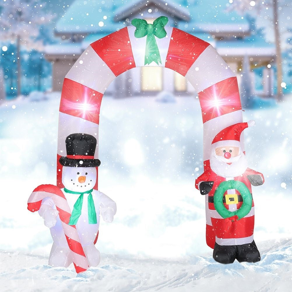 Inflatable Christmas Portal with Lighting, Santa & Snowman