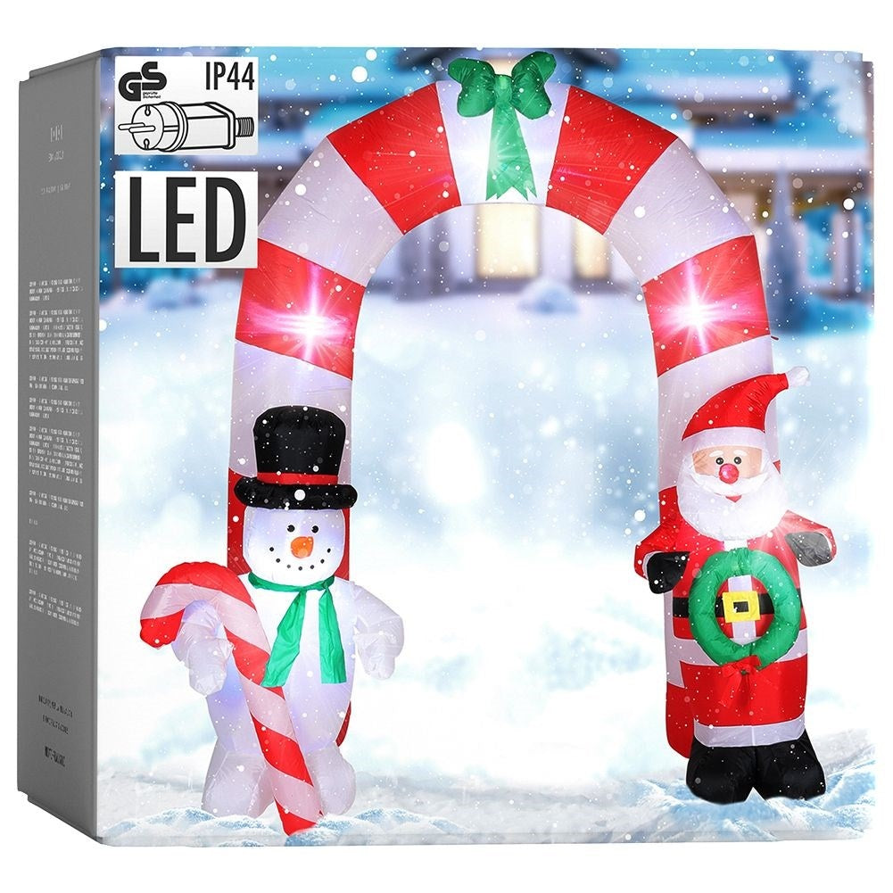 Inflatable Christmas Portal with Lighting, Santa & Snowman