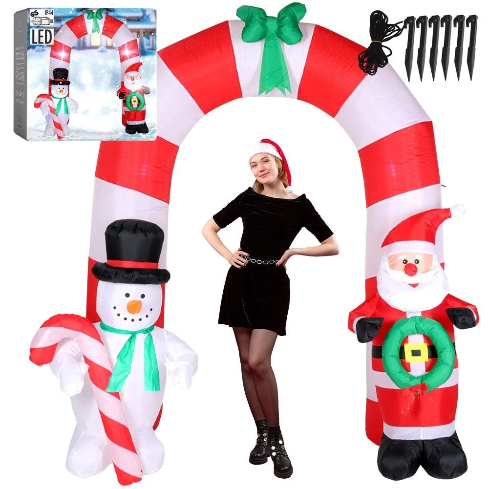 Inflatable Christmas Portal with Lighting, Santa & Snowman