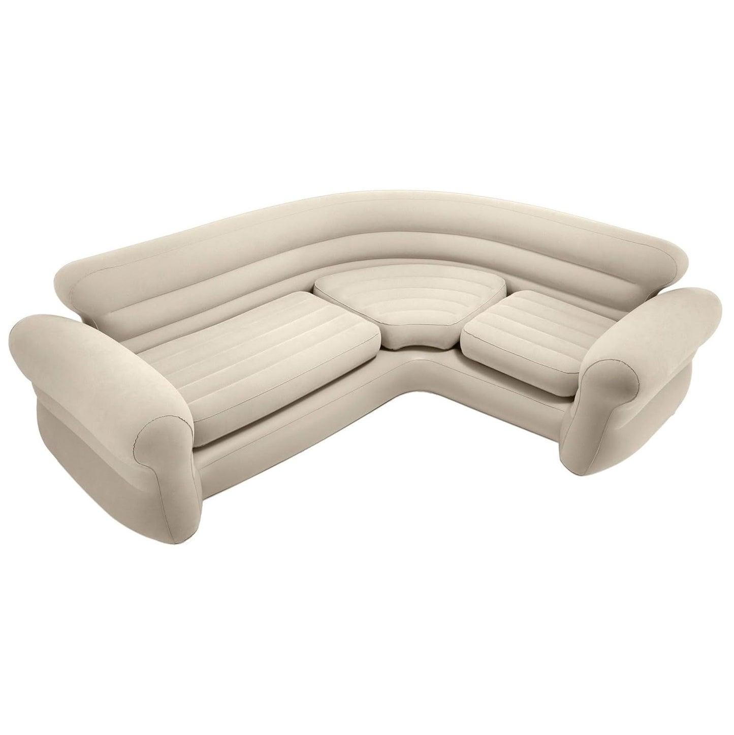 Inflatable Corner Sofa, 4-Person, 257x203x76 cm, Beige