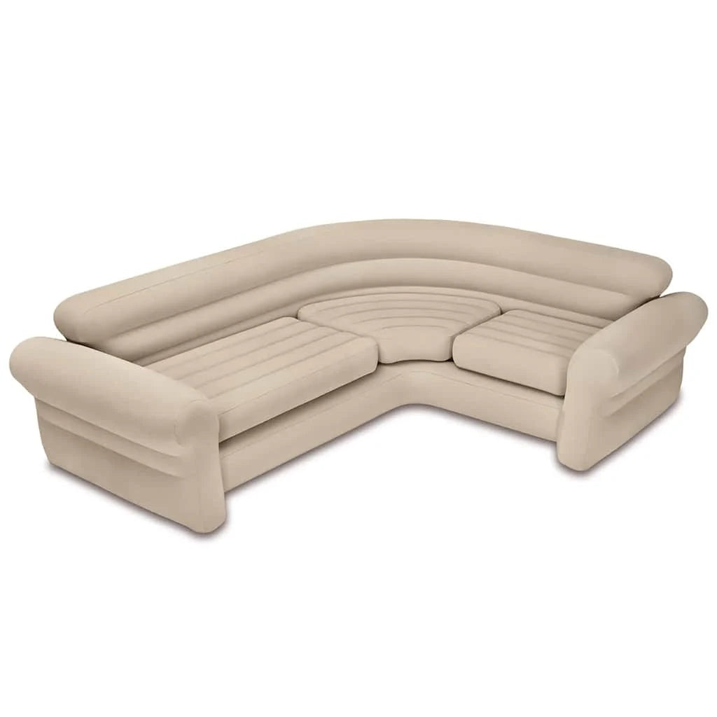 Inflatable Corner Sofa, 4-Person, 257x203x76 cm, Beige