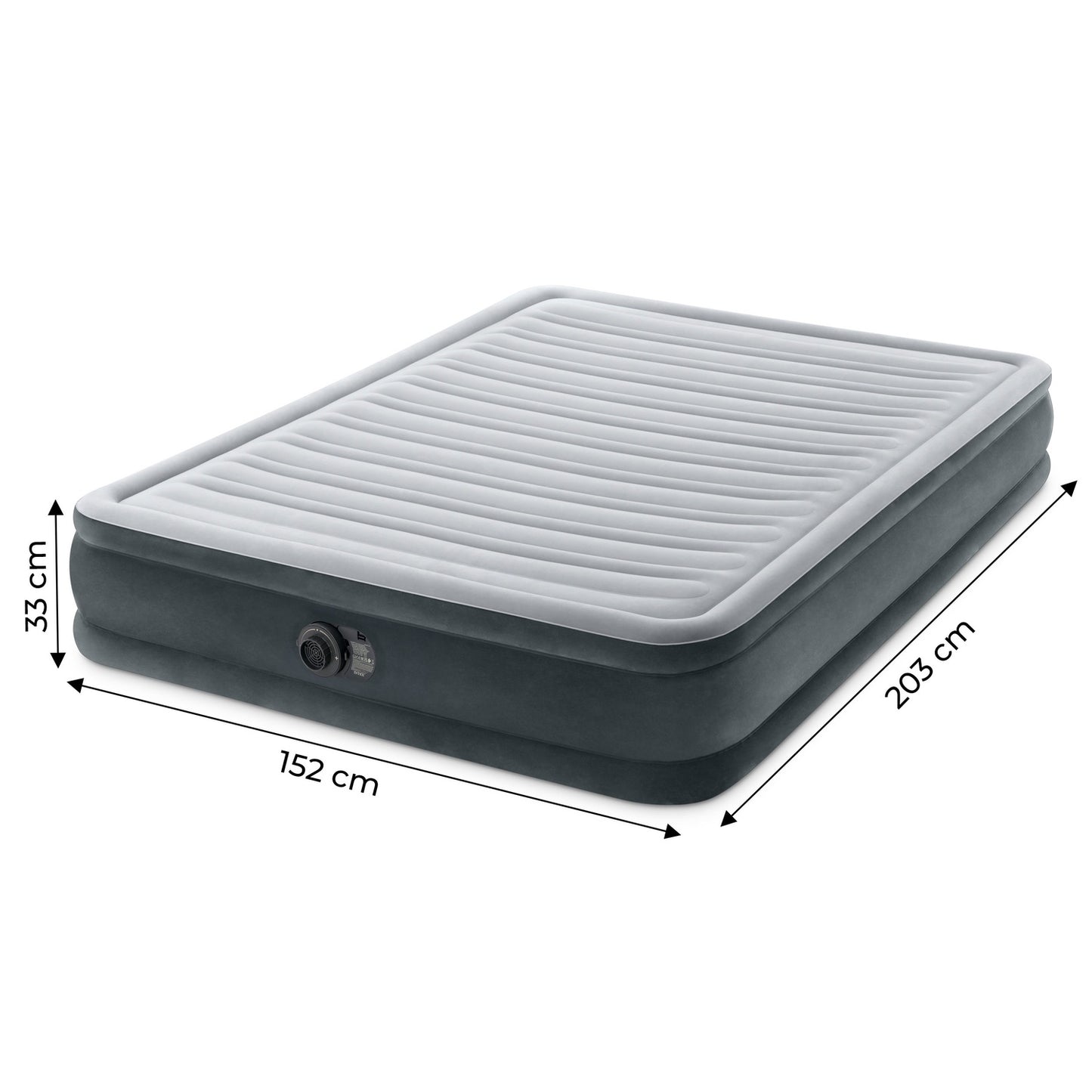 Inflatable Double Air Mattress with Built-in Pump, 203x152 cm