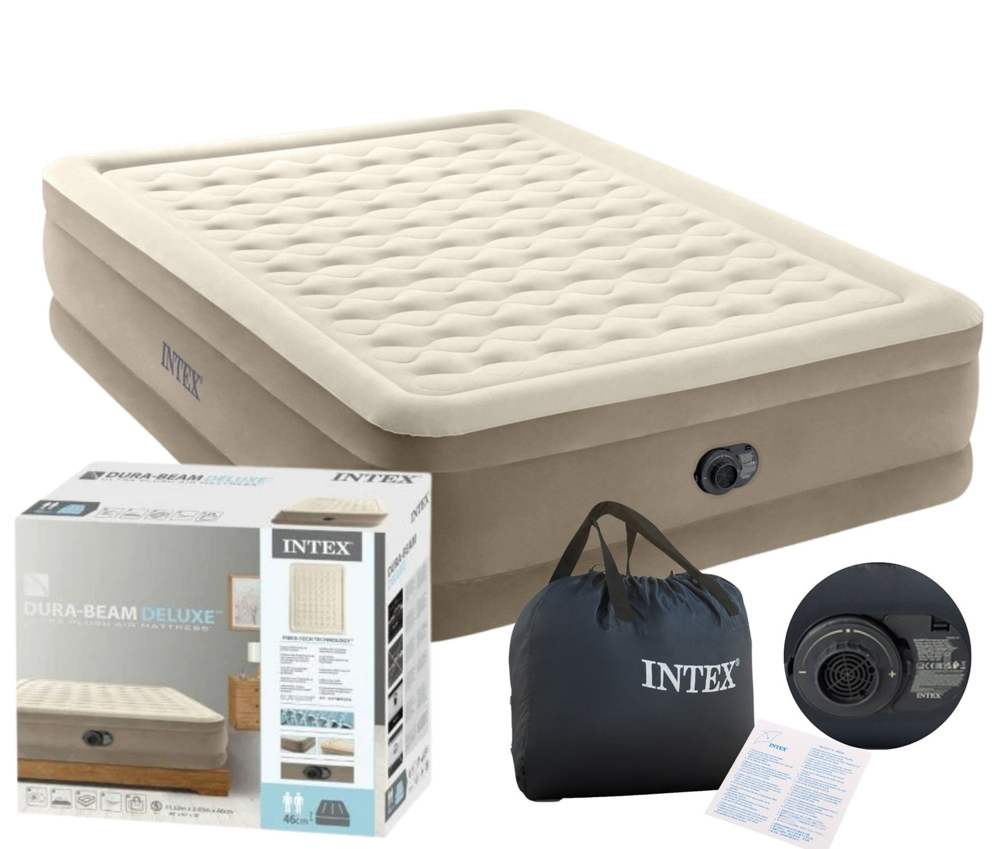 Inflatable Double Mattress with Built-In Pump, 203x152 cm