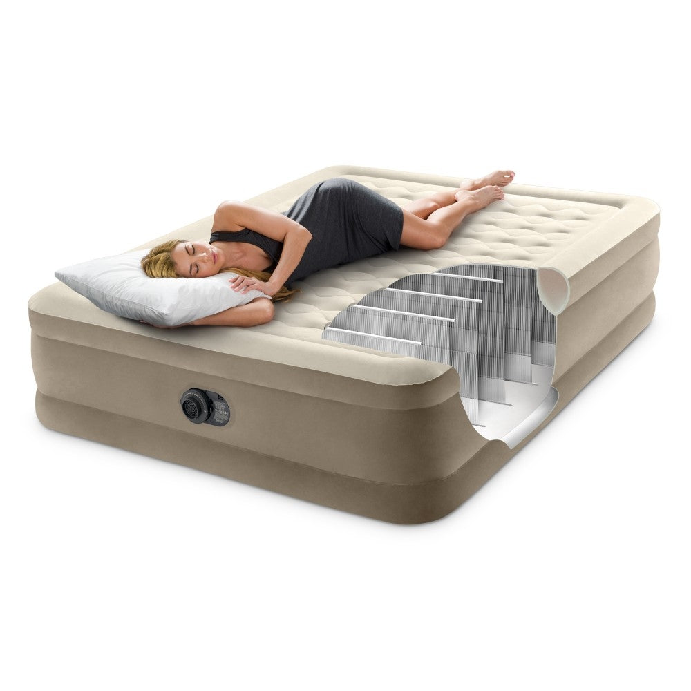Inflatable Double Mattress with Built-In Pump, 203x152 cm