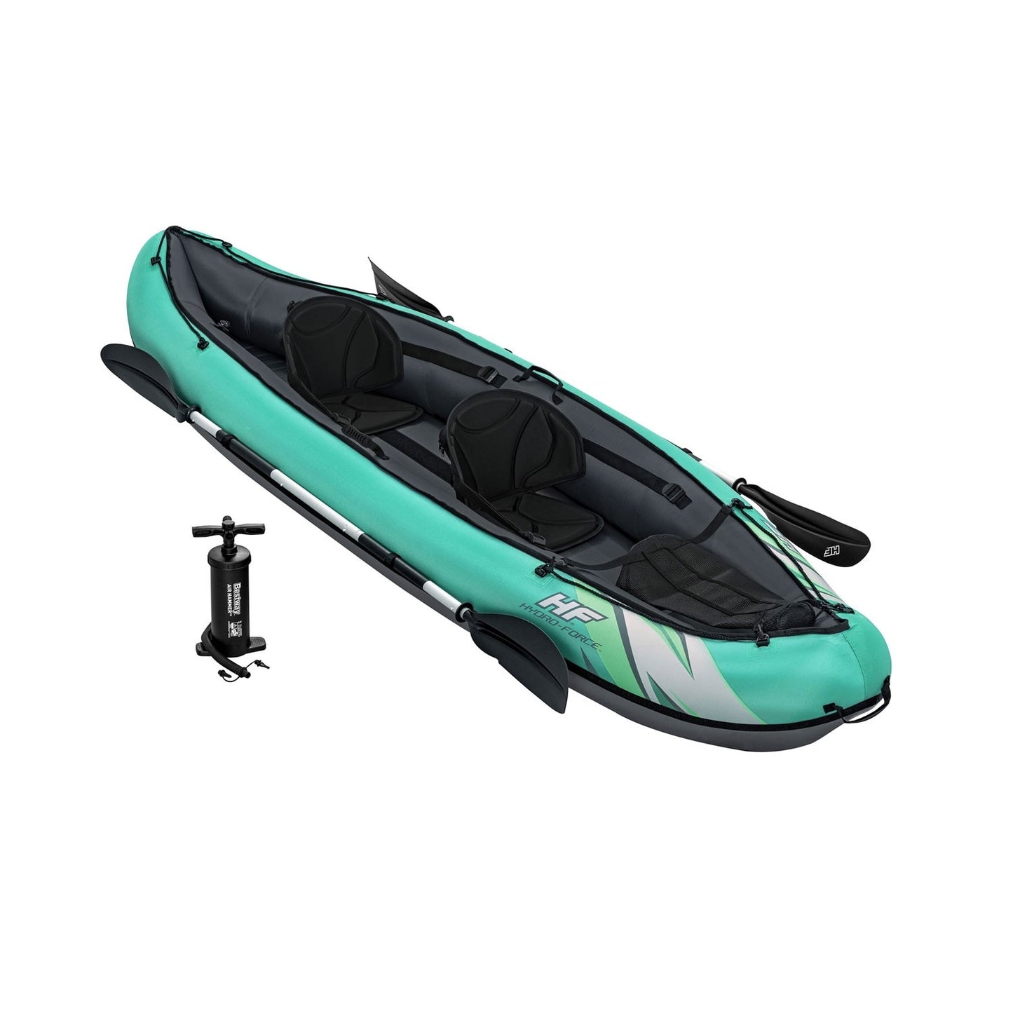 Inflatable Kayak for Two, Heavy-Duty PVC, Adjustable Seats