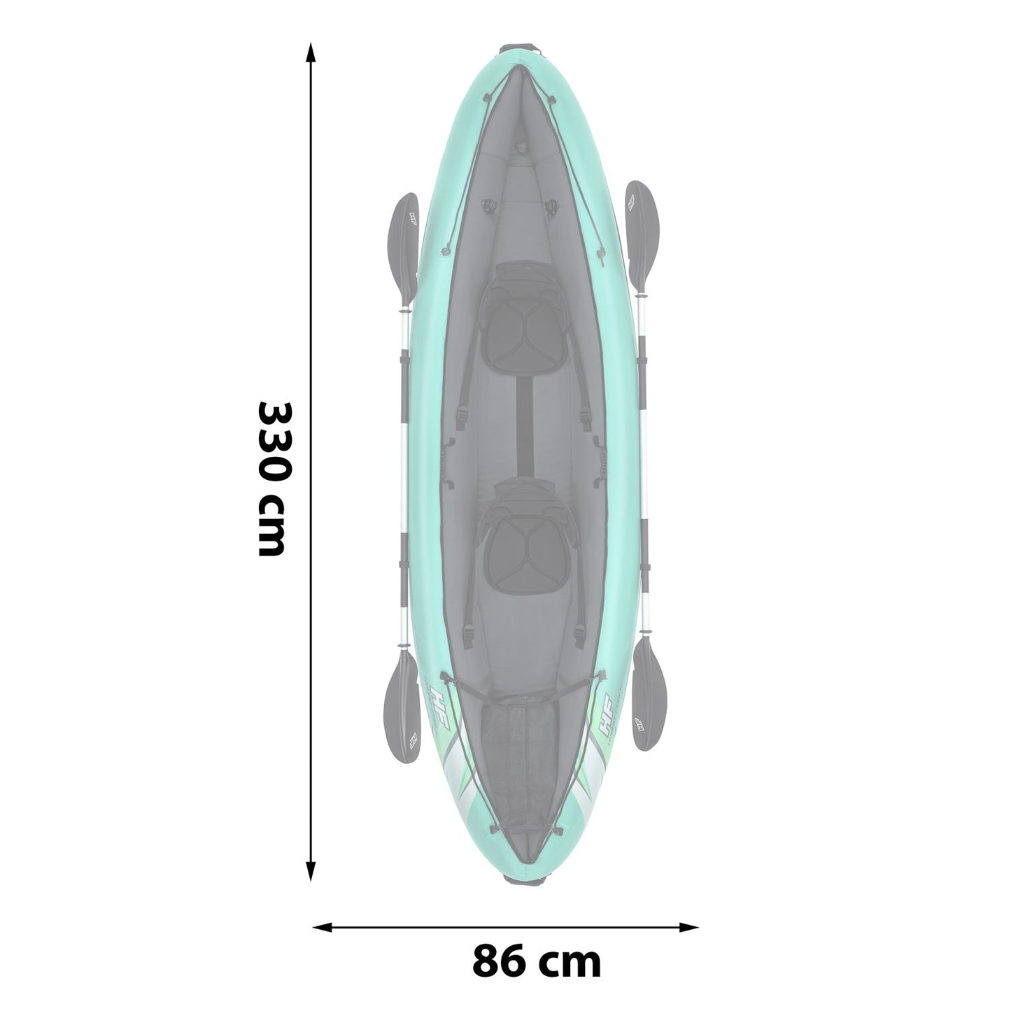 Inflatable Kayak for Two, Heavy-Duty PVC, Adjustable Seats