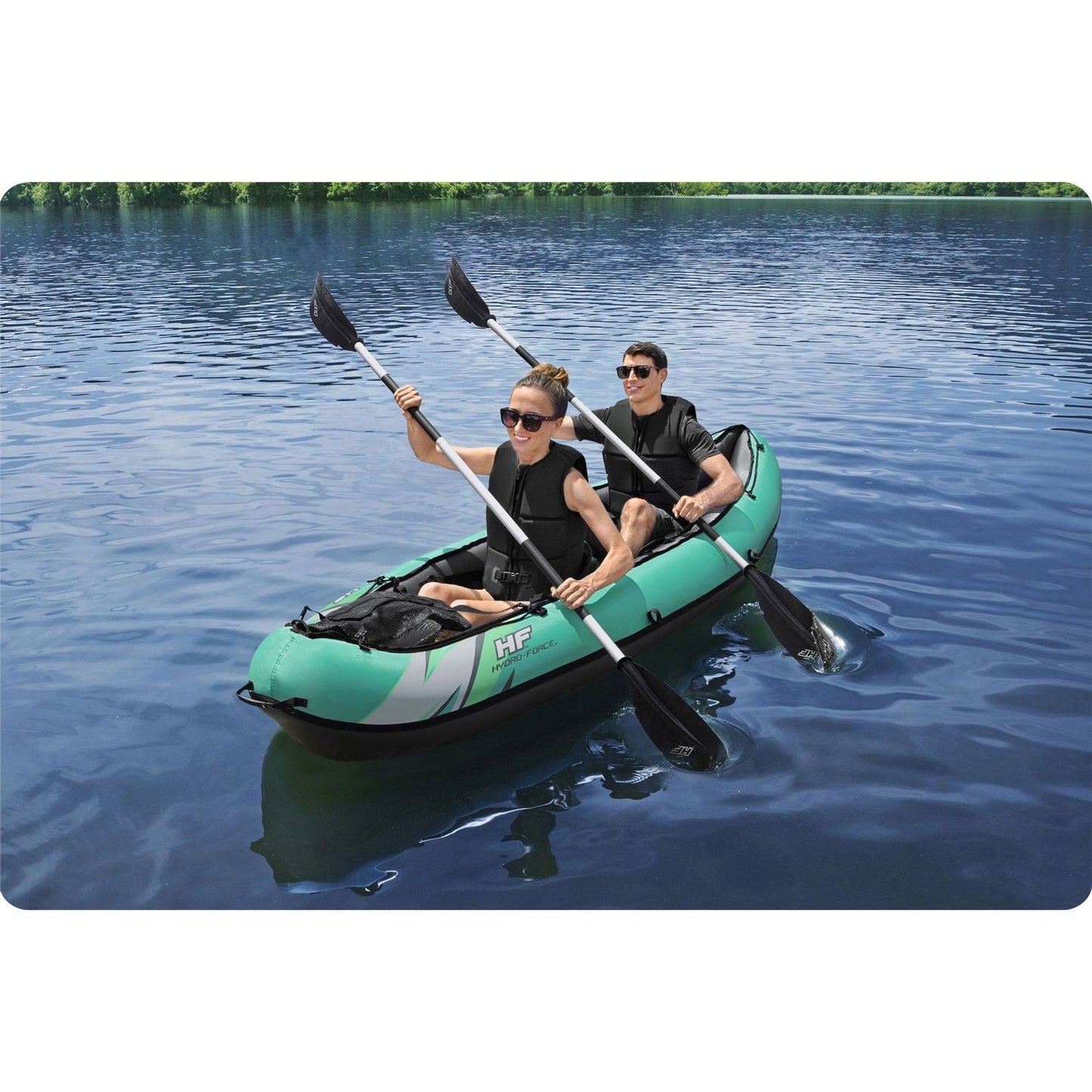 Inflatable Kayak for Two, Heavy-Duty PVC, Adjustable Seats