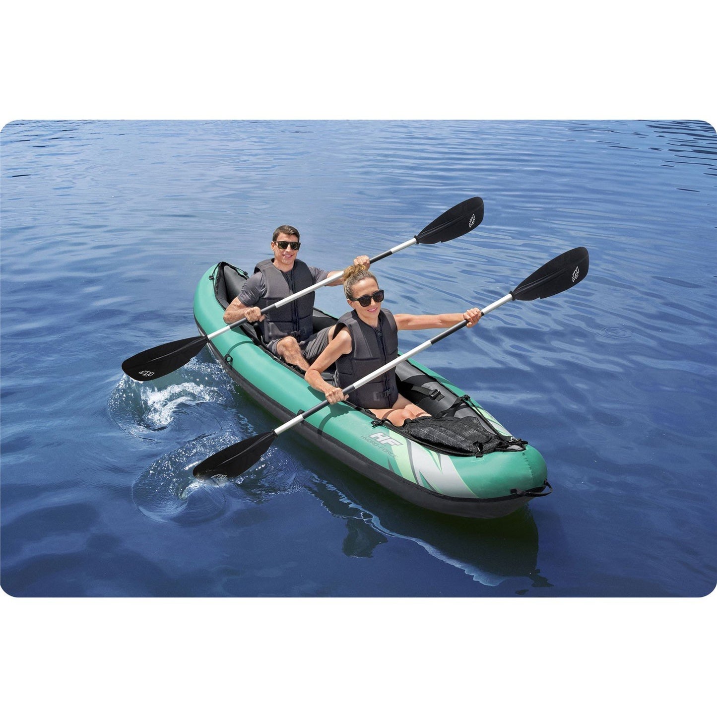 Inflatable Kayak for Two, Heavy-Duty PVC, Adjustable Seats