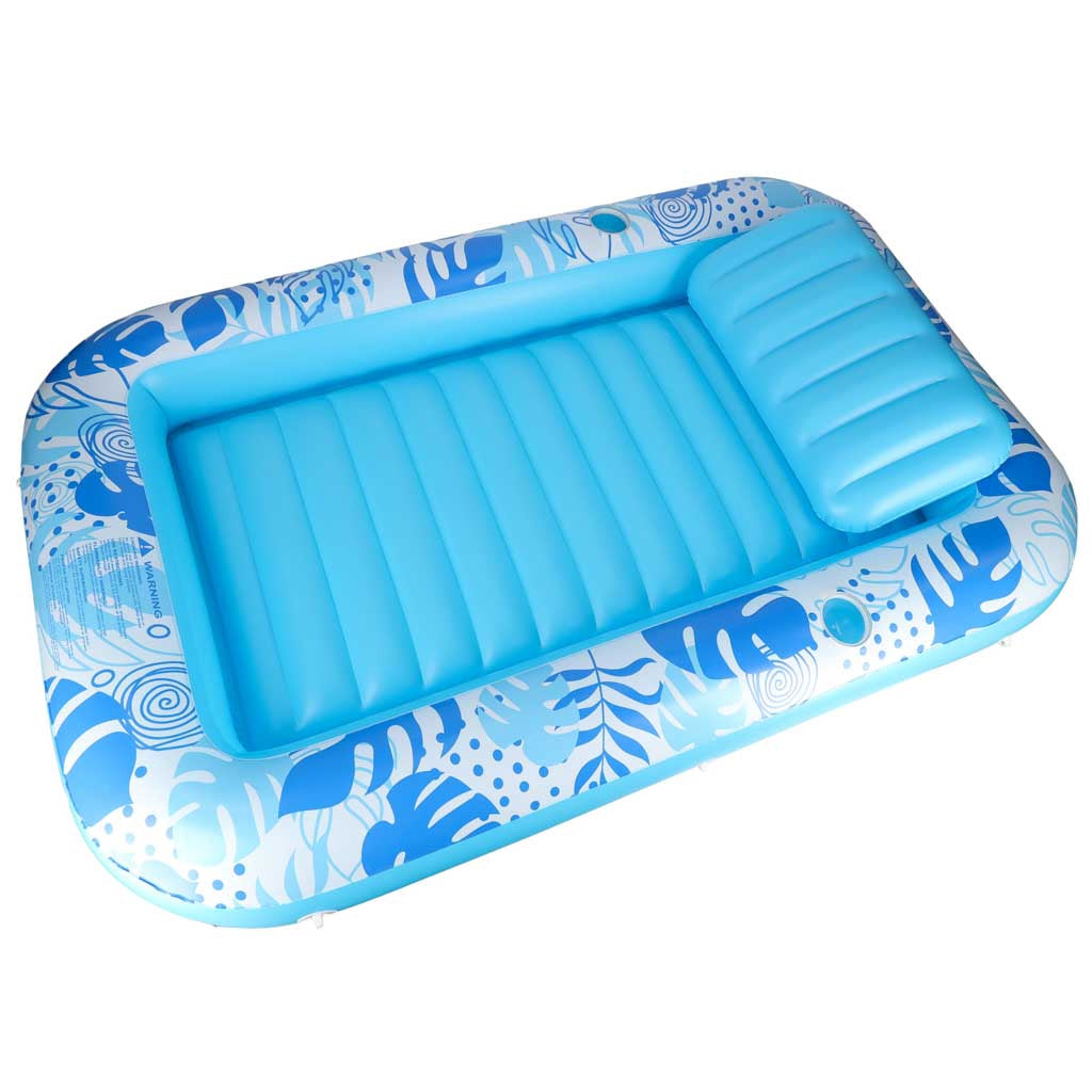 Inflatable Pool Float Lounger 175x115 cm, Pillow, Blue