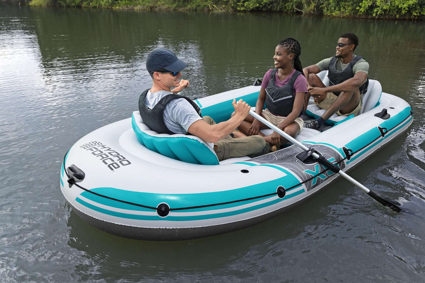 Inflatable Raft Set with Oars, Seats, Motor Mount, 3.64m