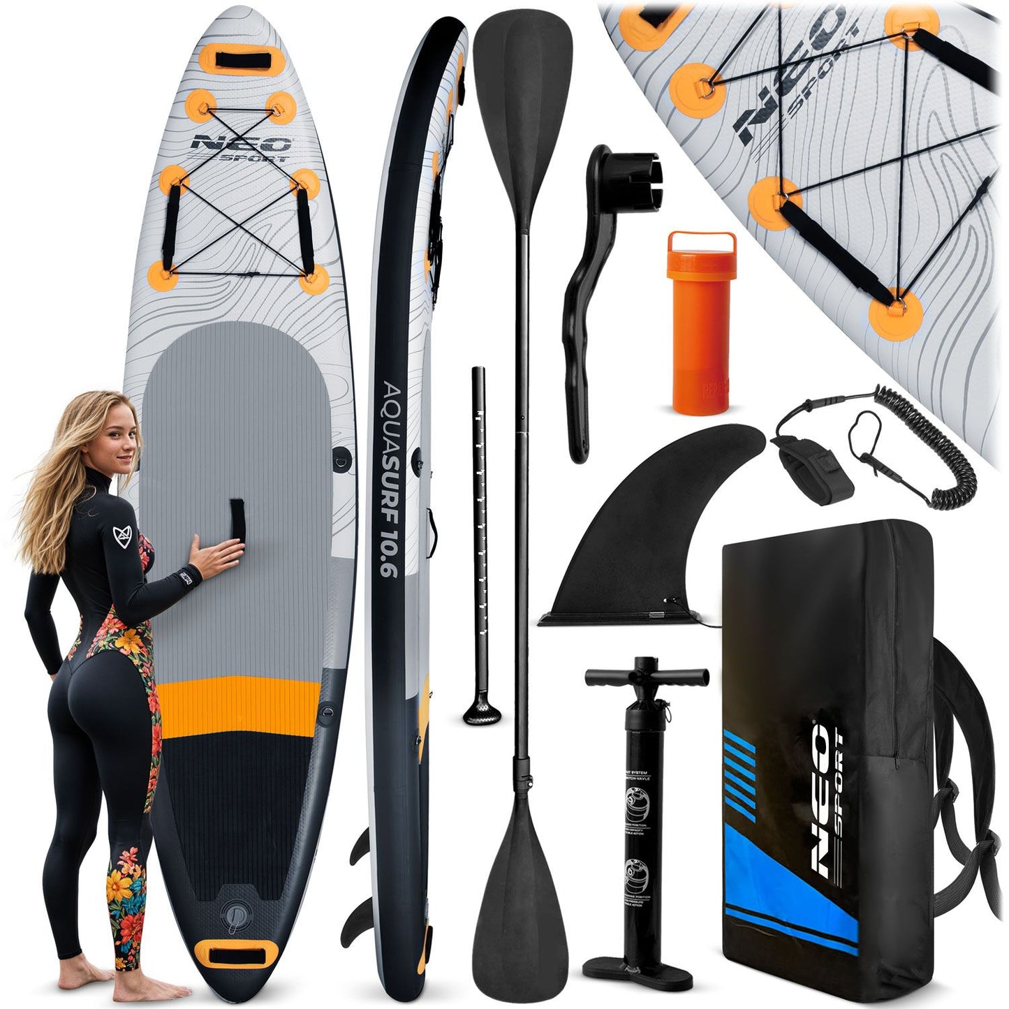 Inflatable SUP board Aquasurf 320 x 81 x 15 cm Neo-Sport 170001