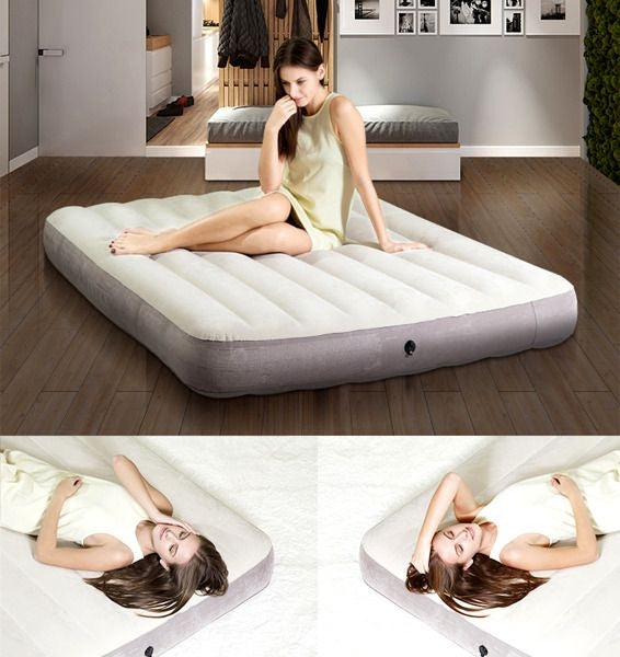 Inflatable Velour Air Mattress, Single 191x99 cm