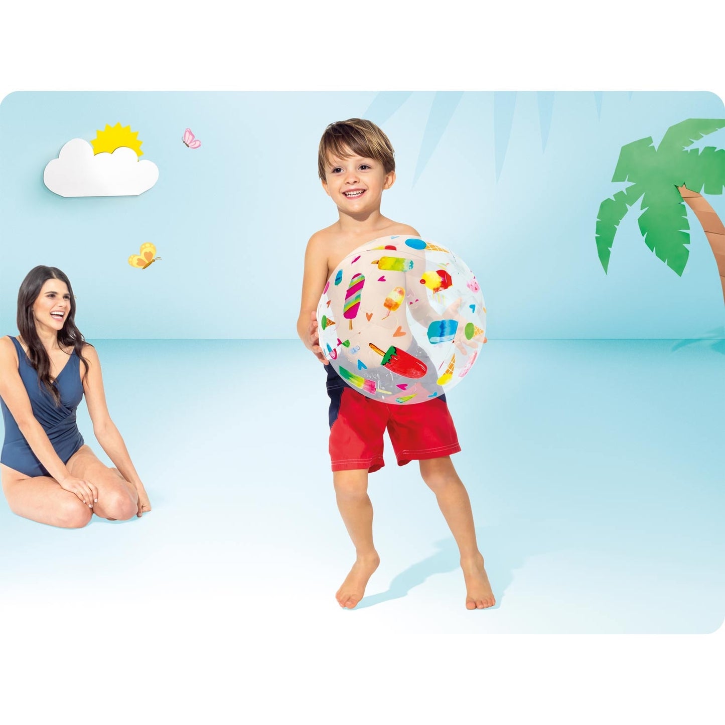 Inflatable beach ball 51cm various designs - 59040 INTEX