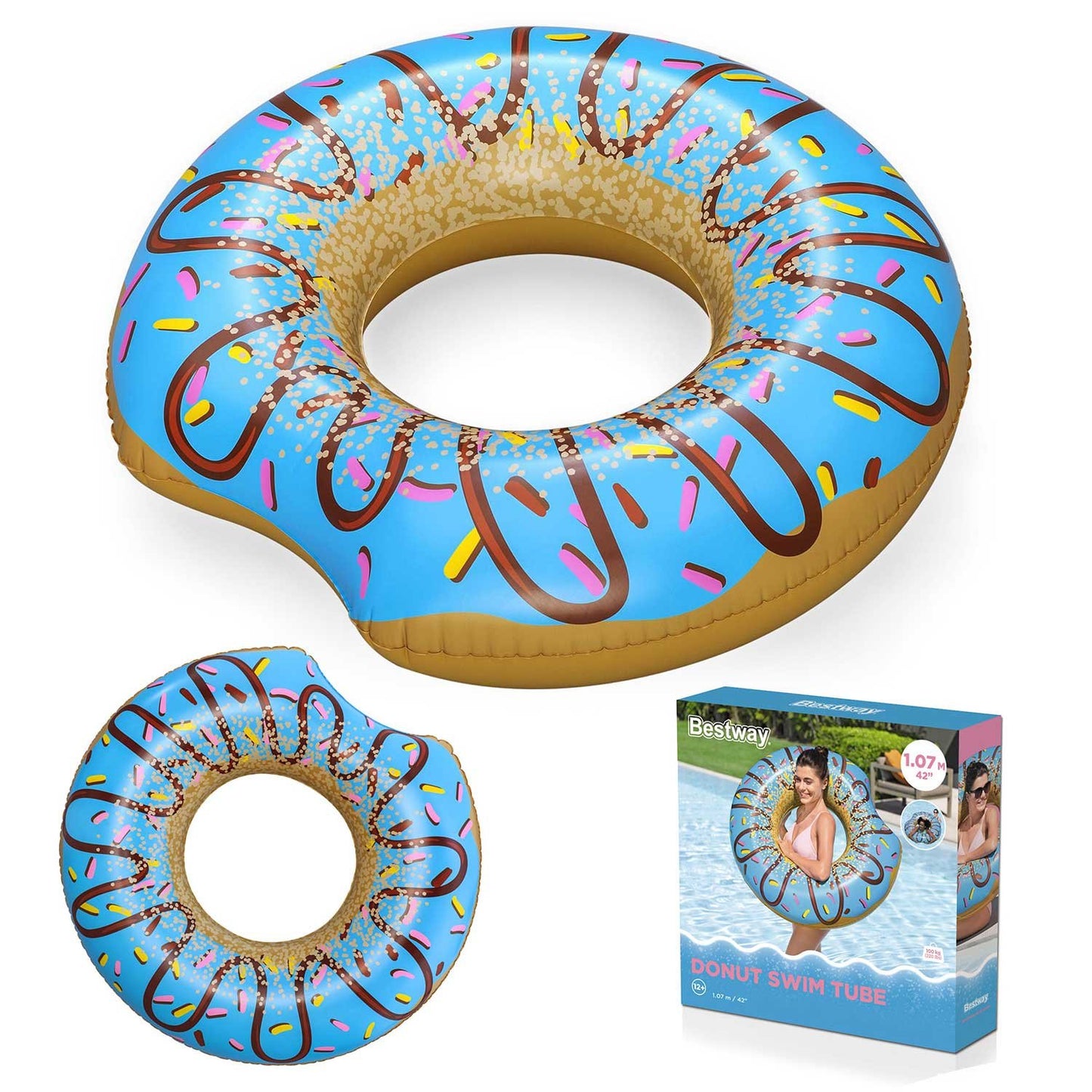 Inflatable beach ring for swimming blue Donut 107cm BESTWAY