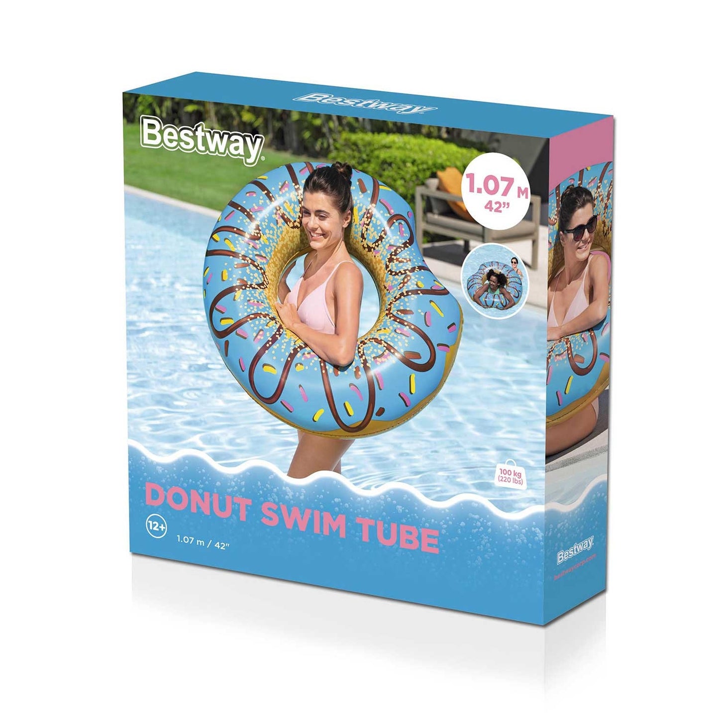 Inflatable beach ring for swimming blue Donut 107cm BESTWAY