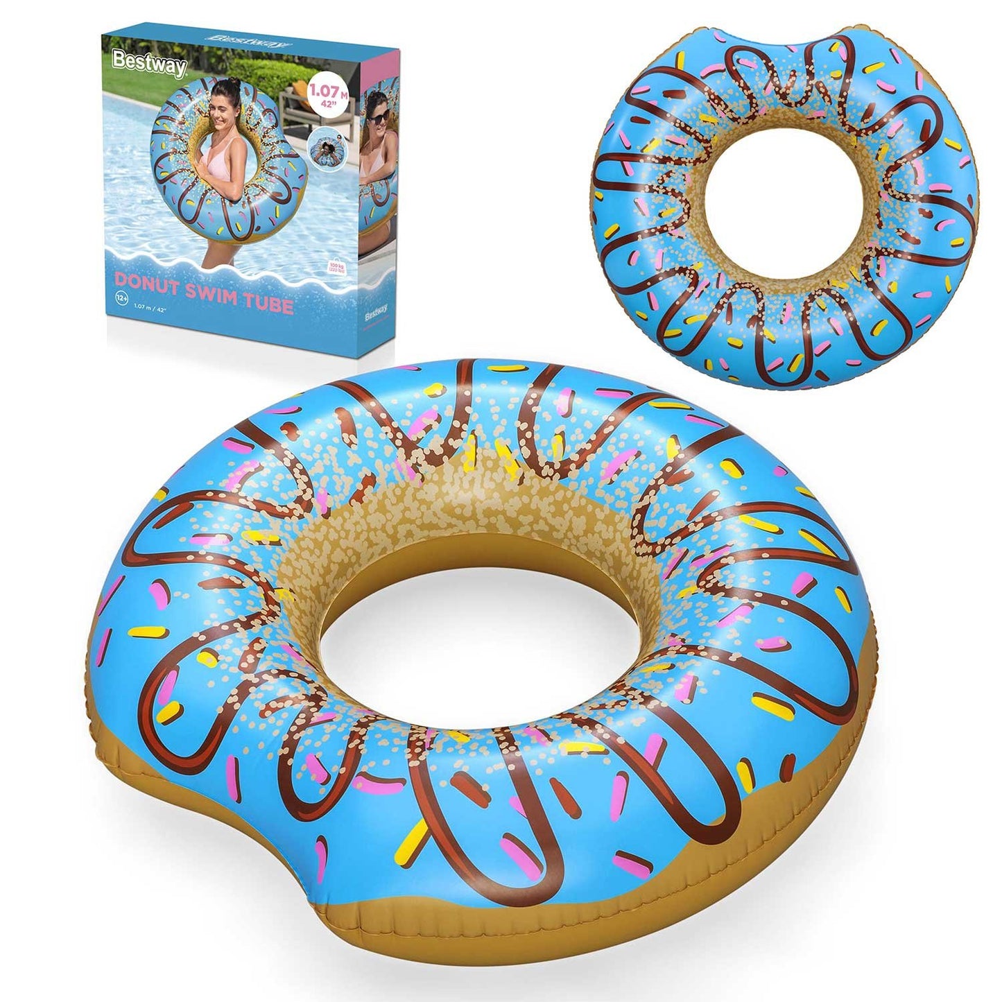 Inflatable beach ring for swimming blue Donut 107cm BESTWAY
