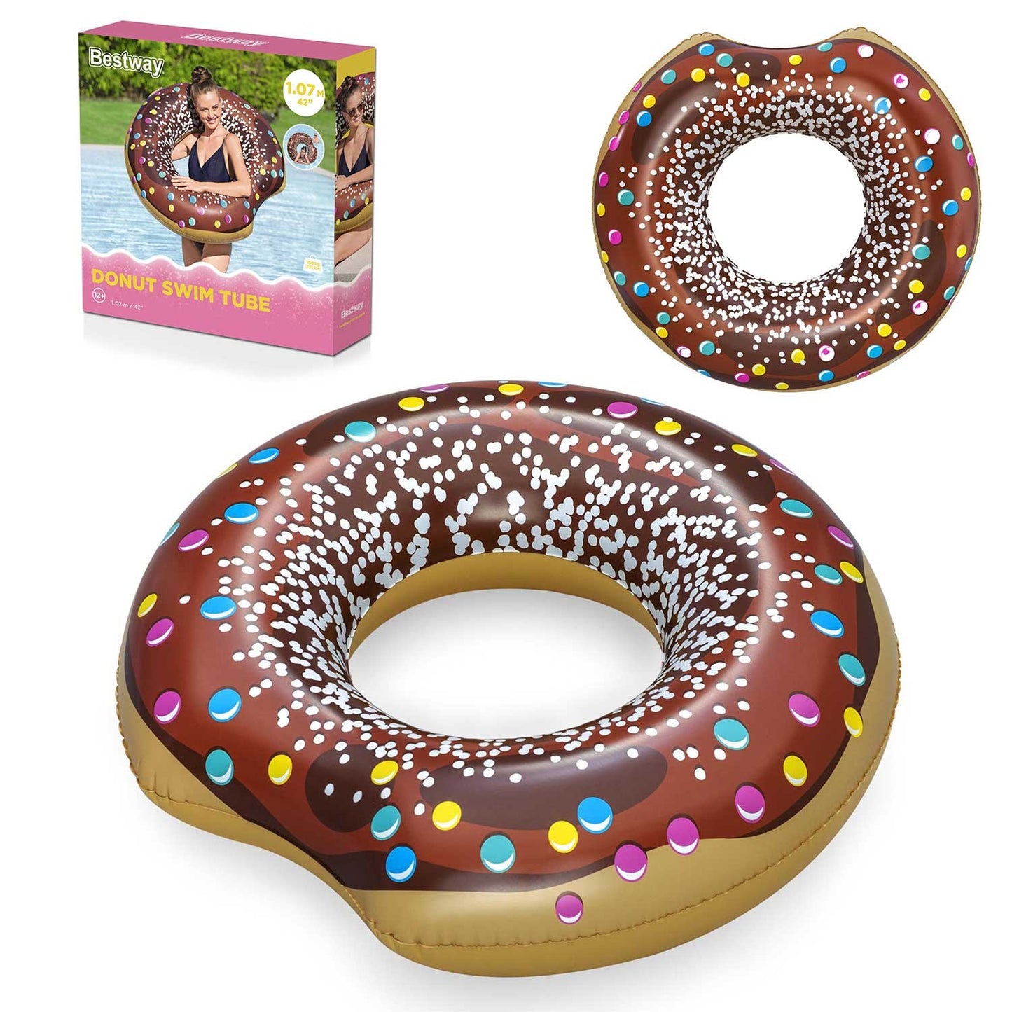 Inflatable beach ring for swimming brown Donut 107cm BESTWAY