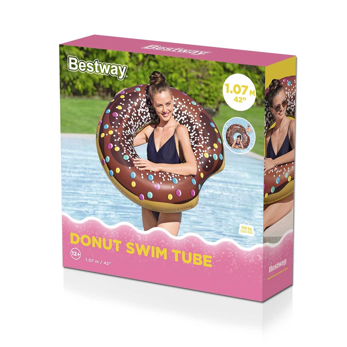 Inflatable beach ring for swimming brown Donut 107cm BESTWAY