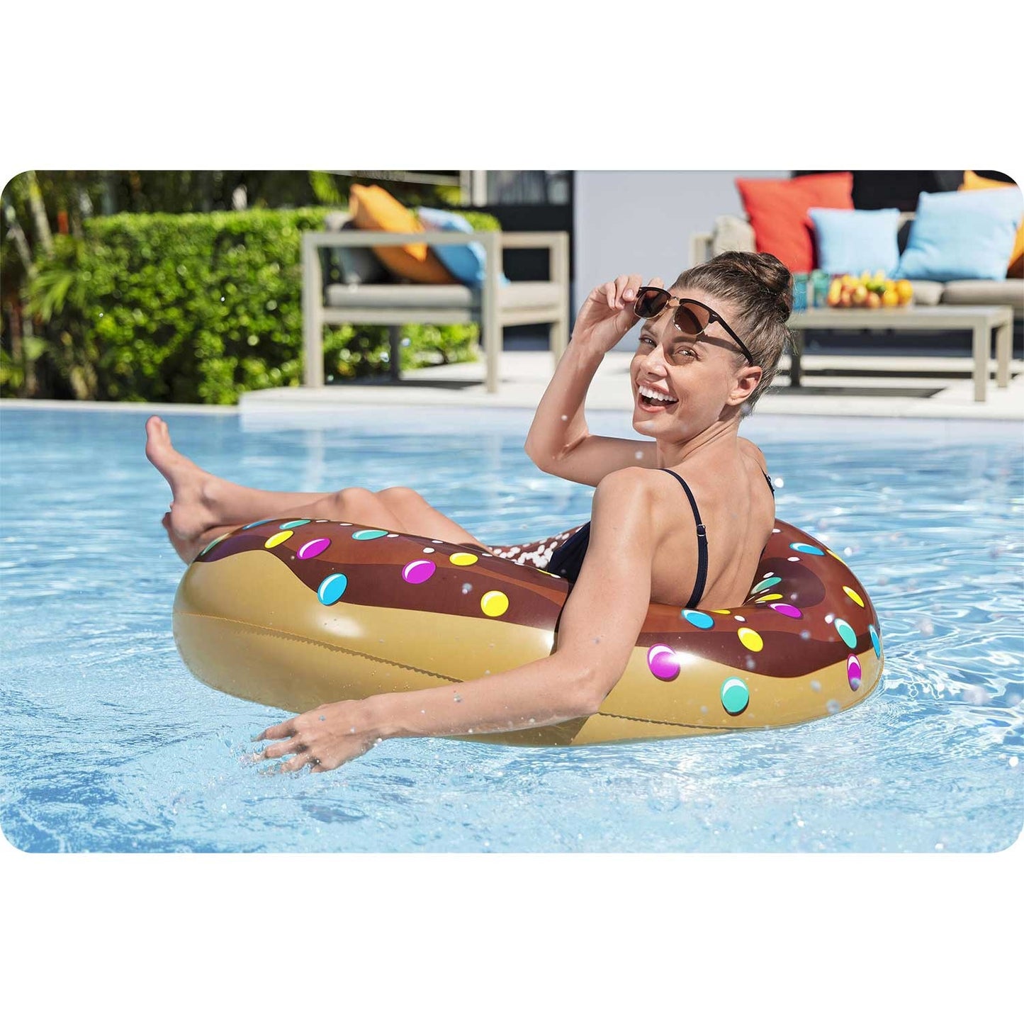 Inflatable beach ring for swimming brown Donut 107cm BESTWAY