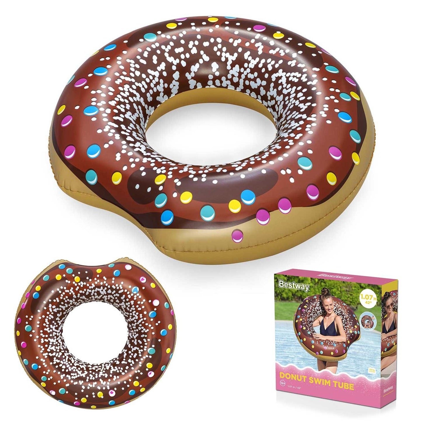 Inflatable beach ring for swimming brown Donut 107cm BESTWAY