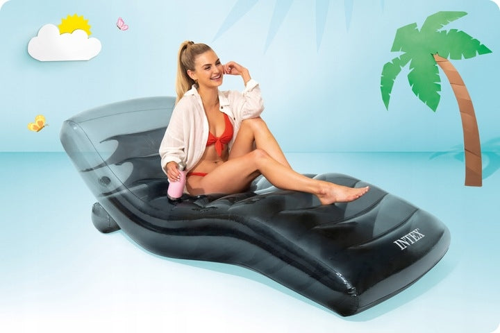 Inflatable black swimming mattress 191x99cm INTEX
